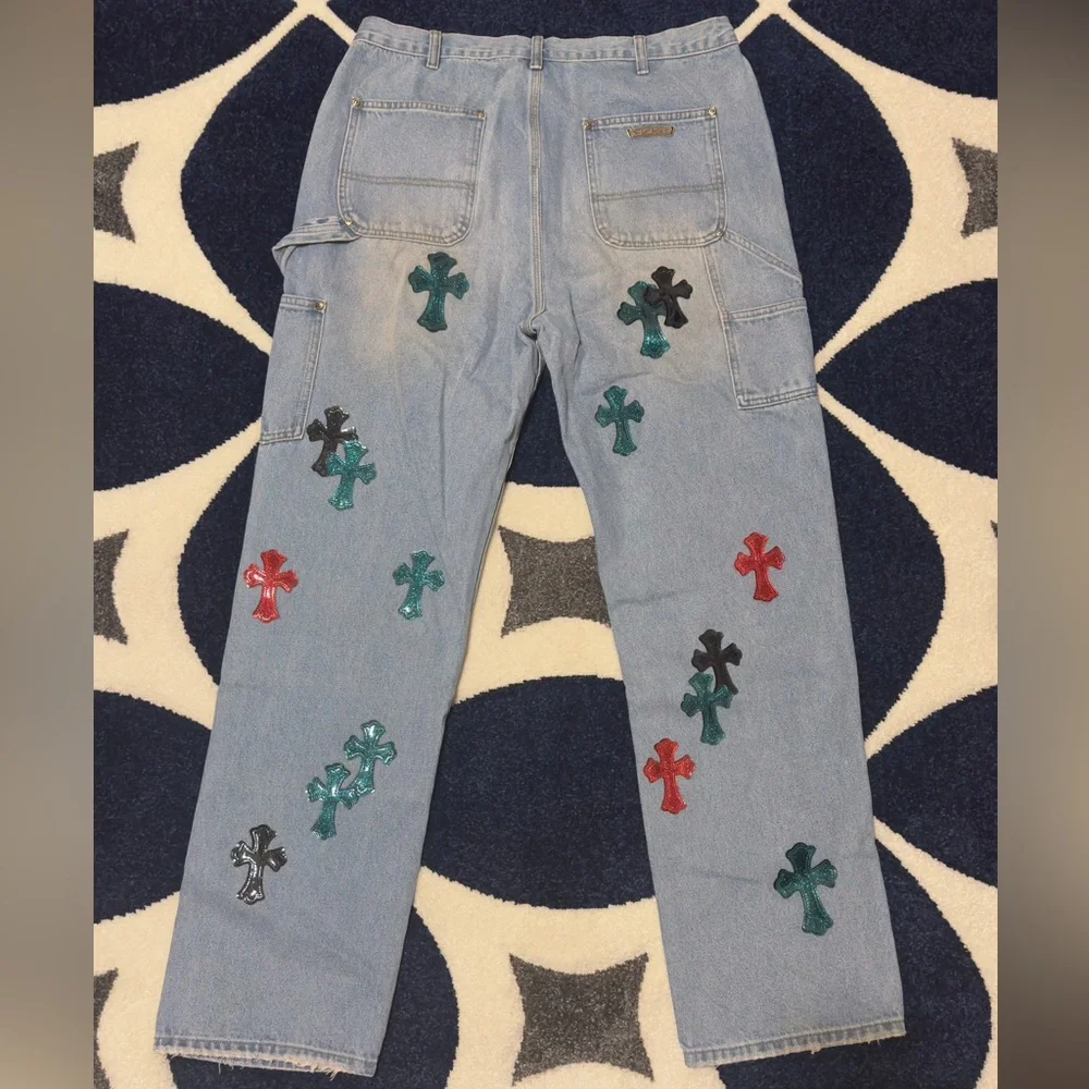 Chrome Hearts Cross Patch Double Knee Carpenter Pants Mens Size 36